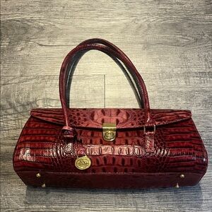 Brahmin Elegant Burgundy Crocodile-Embossed Handbag